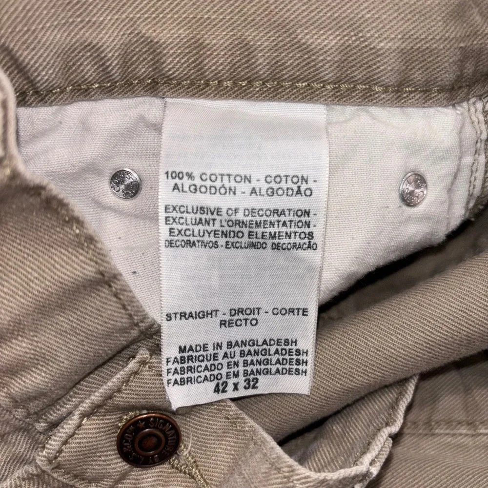 Signature Levi Strauss Men's Straight Leg‎ Tan Denim Pants Size 42x32